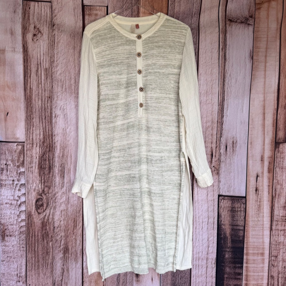 Pilcro Mixed Media Gauze Tunic Dress Lagenlook Minimalist Anthropologie Medium‎